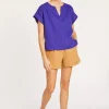 Montagut T-Shirts Et Débardeurs-Blouse en lin - Virginie 17-Violet