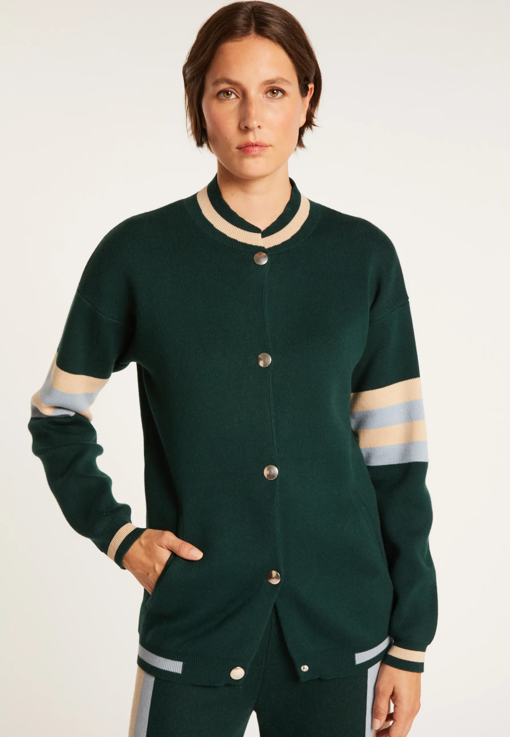 Montagut Vestes Et Cardigans-Bombers en coton cachemire - Perline 21-Vert foncé