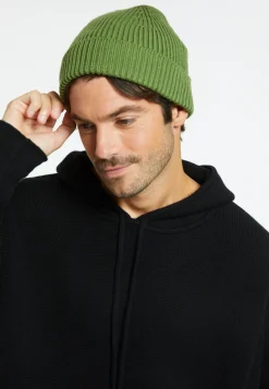 Montagut Accessoires-Bonnet unisexe en laine côtelé - Gato 83-Kaki