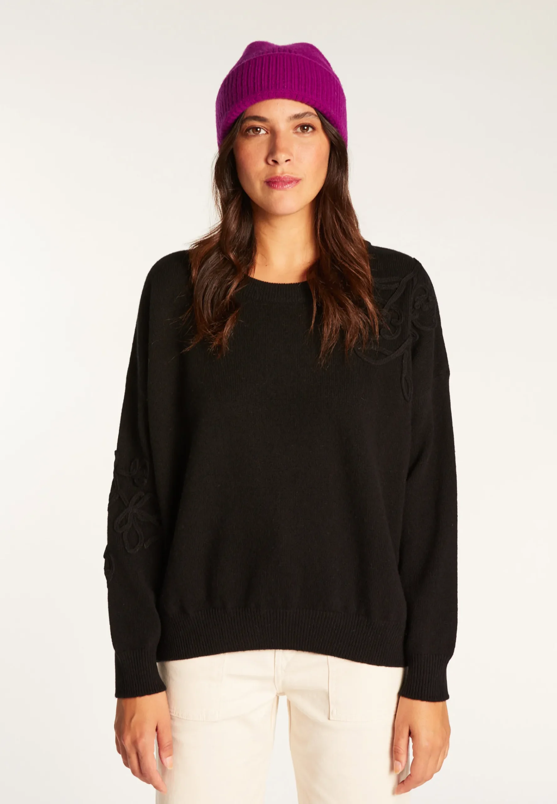Montagut Accessoires-Bonnet unisexe en laine mérinos - Line 17-Violet
