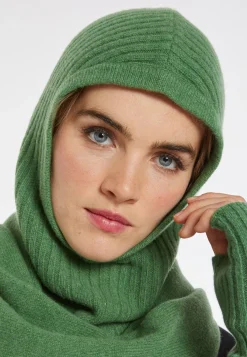 Montagut Accessoires-Cagoule unisexe cachemire et laine - Gala 22-Vert moyen