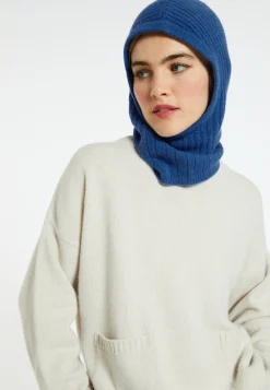 Montagut Accessoires-Cagoule unisexe cachemire et laine - Gala 48-Bleu roi