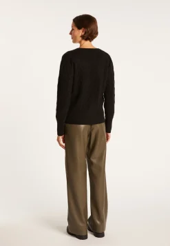 Montagut Vestes Et Cardigans-Cardigan à fantaisie de torsades en cachemire - Fiona 01-Noir