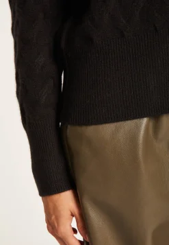 Montagut Vestes Et Cardigans-Cardigan à fantaisie de torsades en cachemire - Fiona 01-Noir