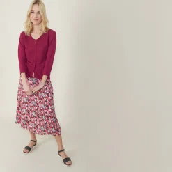 Montagut Vestes Et Cardigans-Cardigan à poches en lin flammé - Bao 51-Bordeaux