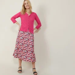 Montagut Vestes Et Cardigans-Cardigan à poches en lin flammé - Bao 91-Fuchsia