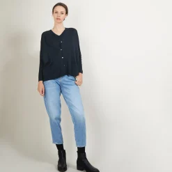 Montagut Les Incontournables-Cardigan ample à poches en laine mérinos - Bonte 10-Gris foncé