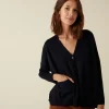 Montagut Les Incontournables-Cardigan boutonné à poches en laine mérinos - Ava 05-Bleu marine