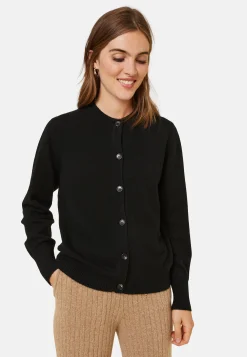 Montagut Les Incontournables-Cardigan boutonné col rond en cachemire - Ari 01-Noir