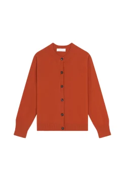 Montagut Les Incontournables-Cardigan boutonné col rond en cachemire - Ari 92-Rouille