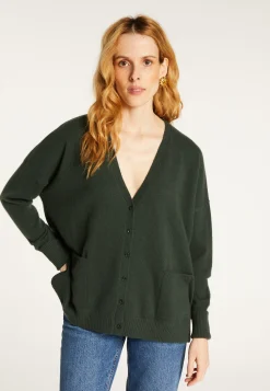 Montagut Vestes Et Cardigans-Cardigan col V boutonné à poches en cachemire - Achilla 83-Kaki