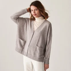 Montagut Vestes Et Cardigans-Cardigan col V boutonné à poches en cachemire - Achilla 11-Gris clair
