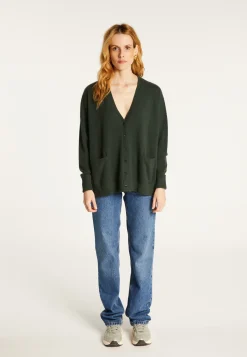Montagut Vestes Et Cardigans-Cardigan col V boutonné à poches en cachemire - Achilla 83-Kaki