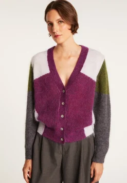 Montagut Vestes Et Cardigans-Cardigan col V en mohair - Floria 10-Gris foncé