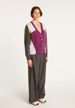 Montagut Vestes Et Cardigans-Cardigan col V en mohair - Floria 10-Gris foncé