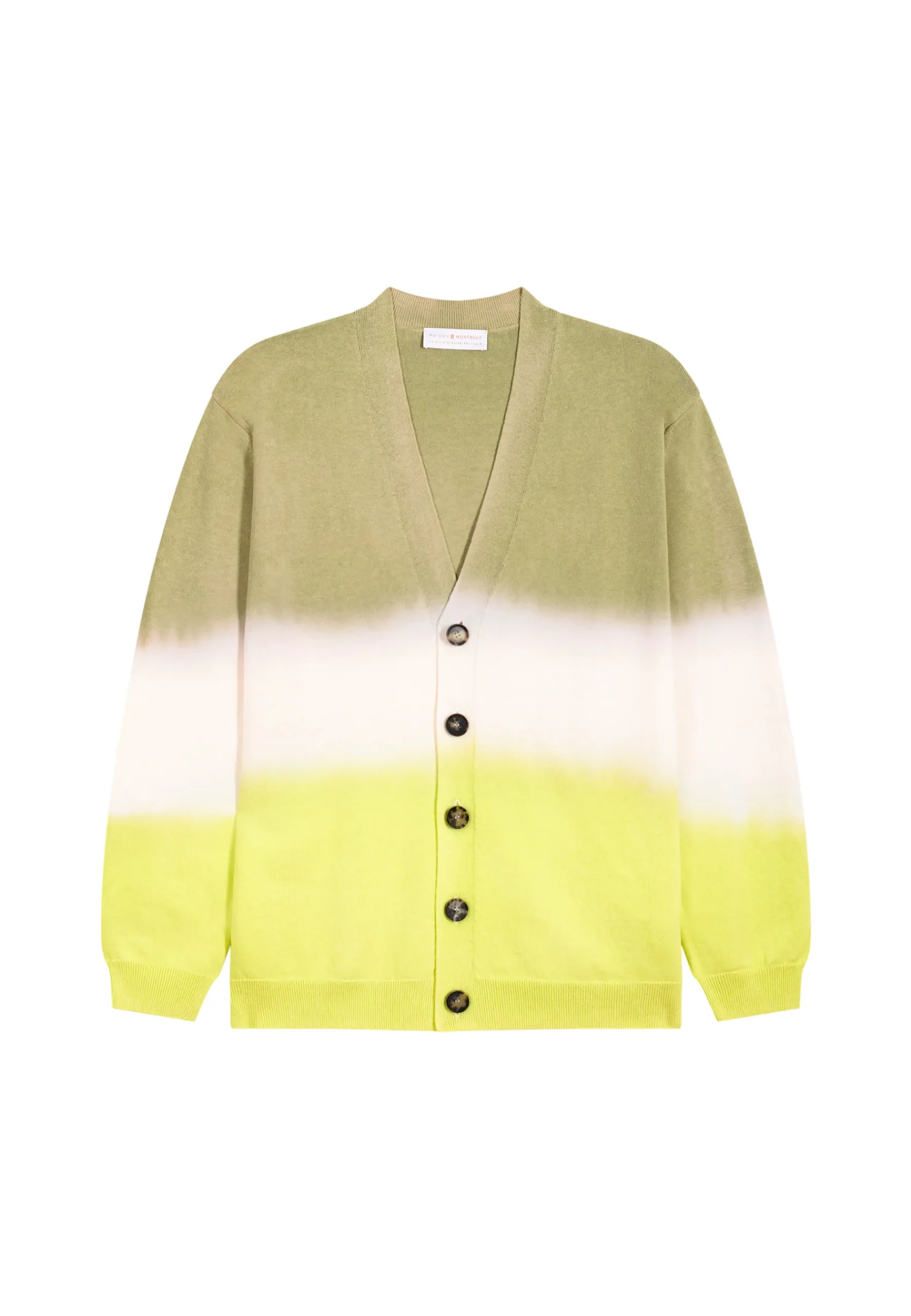 Montagut Vestes Et Cardigans-Cardigan dip dye coton et lin - Irmin 90-Vert anis