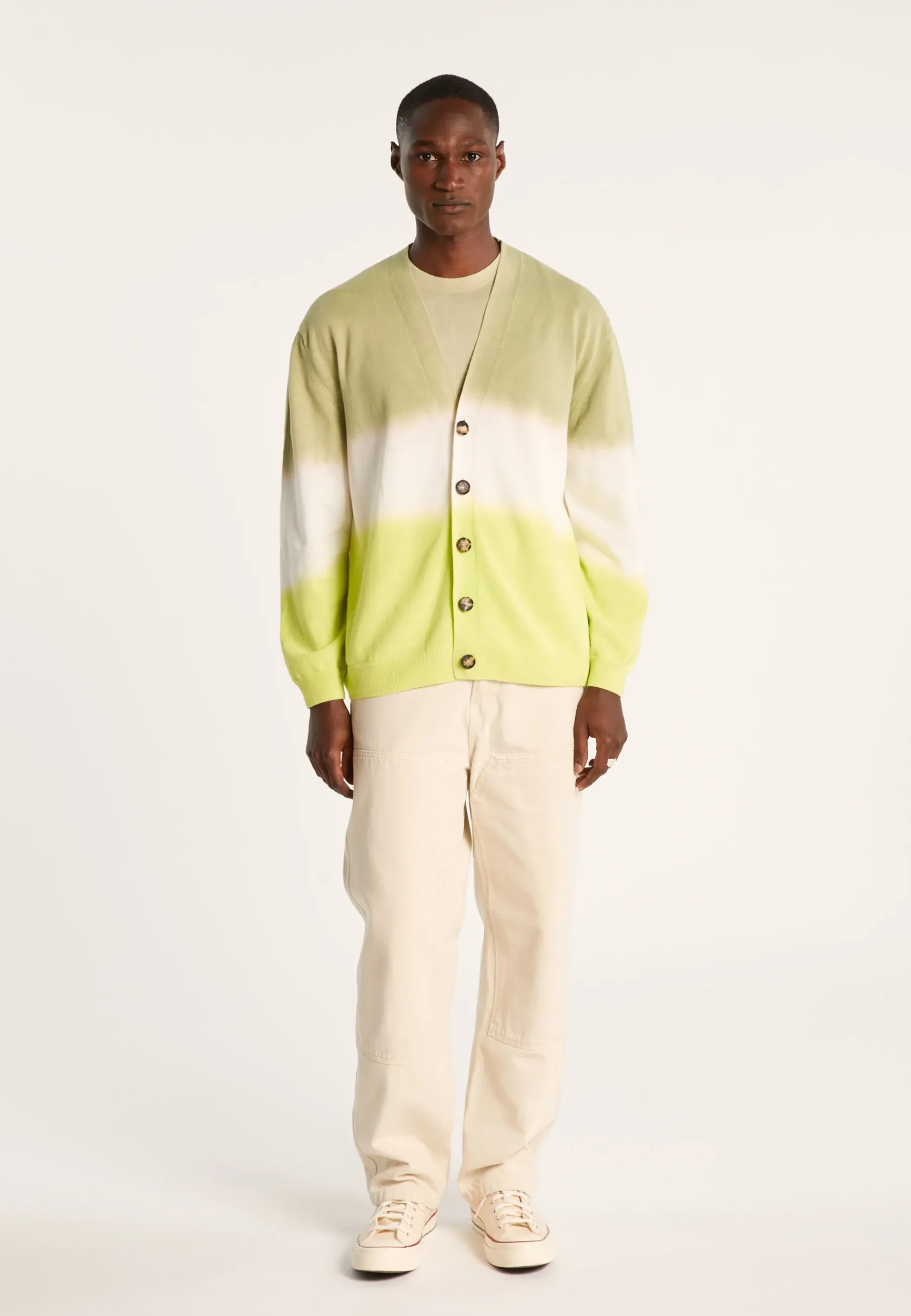 Montagut Vestes Et Cardigans-Cardigan dip dye coton et lin - Irmin 90-Vert anis
