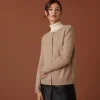 Montagut Les Incontournables-Cardigan en cachemire col rond boutonné - Adelys 13-Beige moyen