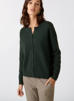 Montagut Les Incontournables-Cardigan en cachemire col rond boutonné - Adelys 94-Vert amande