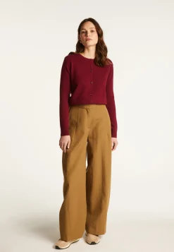 Montagut Les Incontournables-Cardigan en cachemire col rond boutonné - Adelys 51-Bordeaux