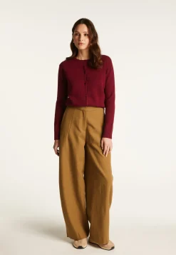 Montagut Les Incontournables-Cardigan en cachemire col rond boutonné - Adelys 51-Bordeaux