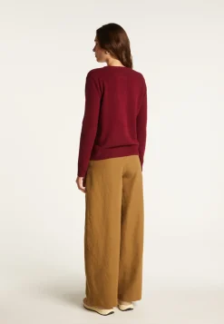 Montagut Les Incontournables-Cardigan en cachemire col rond boutonné - Adelys 51-Bordeaux