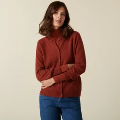 Montagut Les Incontournables-Cardigan en cachemire col rond boutonné - Adelys 94-Vert amande
