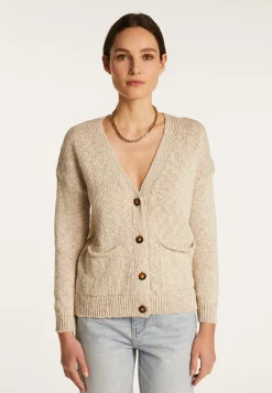 Montagut Vestes Et Cardigans-Cardigan en coton et lin - Naïs 82-Ecru