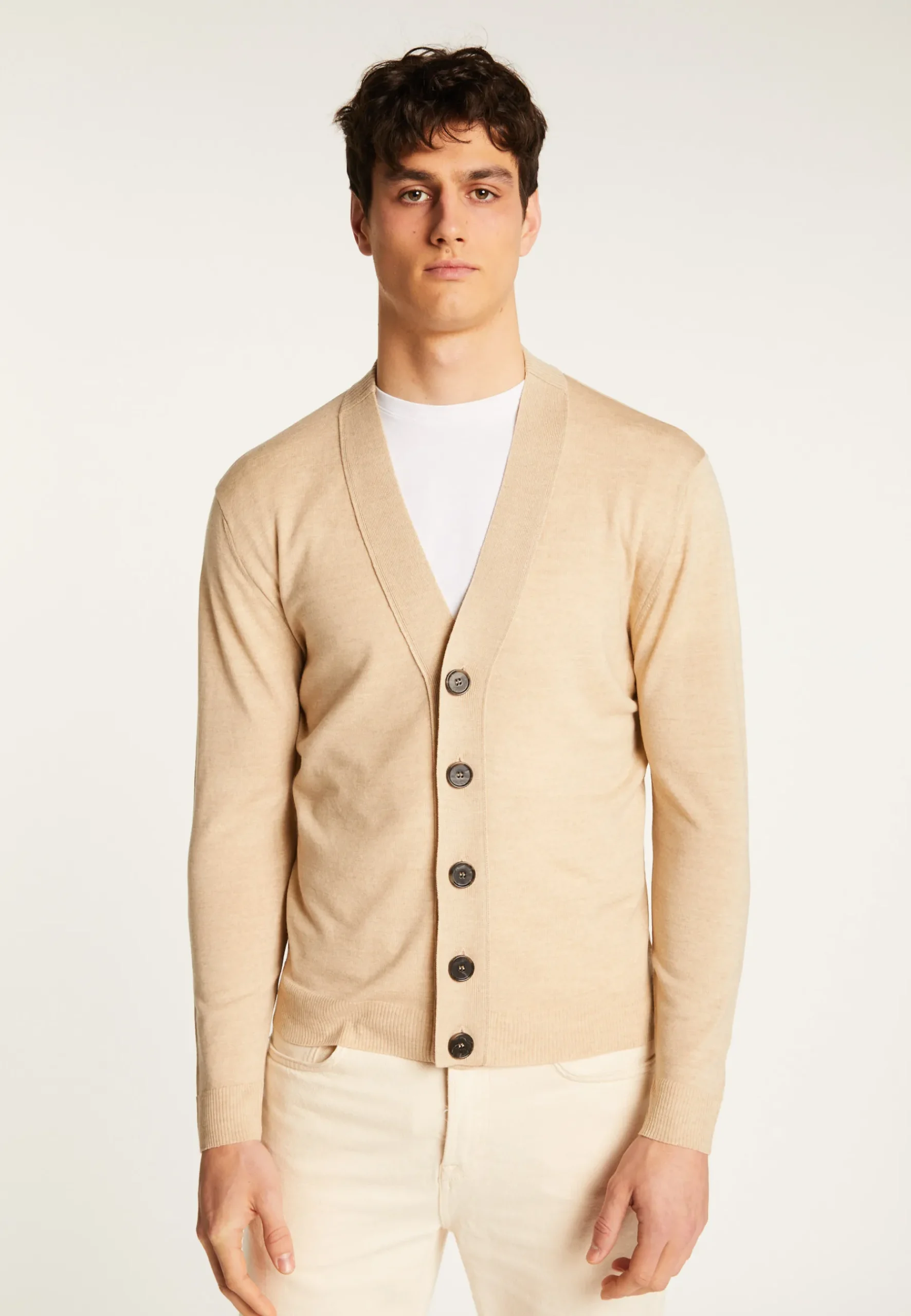 Montagut Vestes Et Cardigans-Cardigan en laine mérinos - Eugéne 12-Beige clair