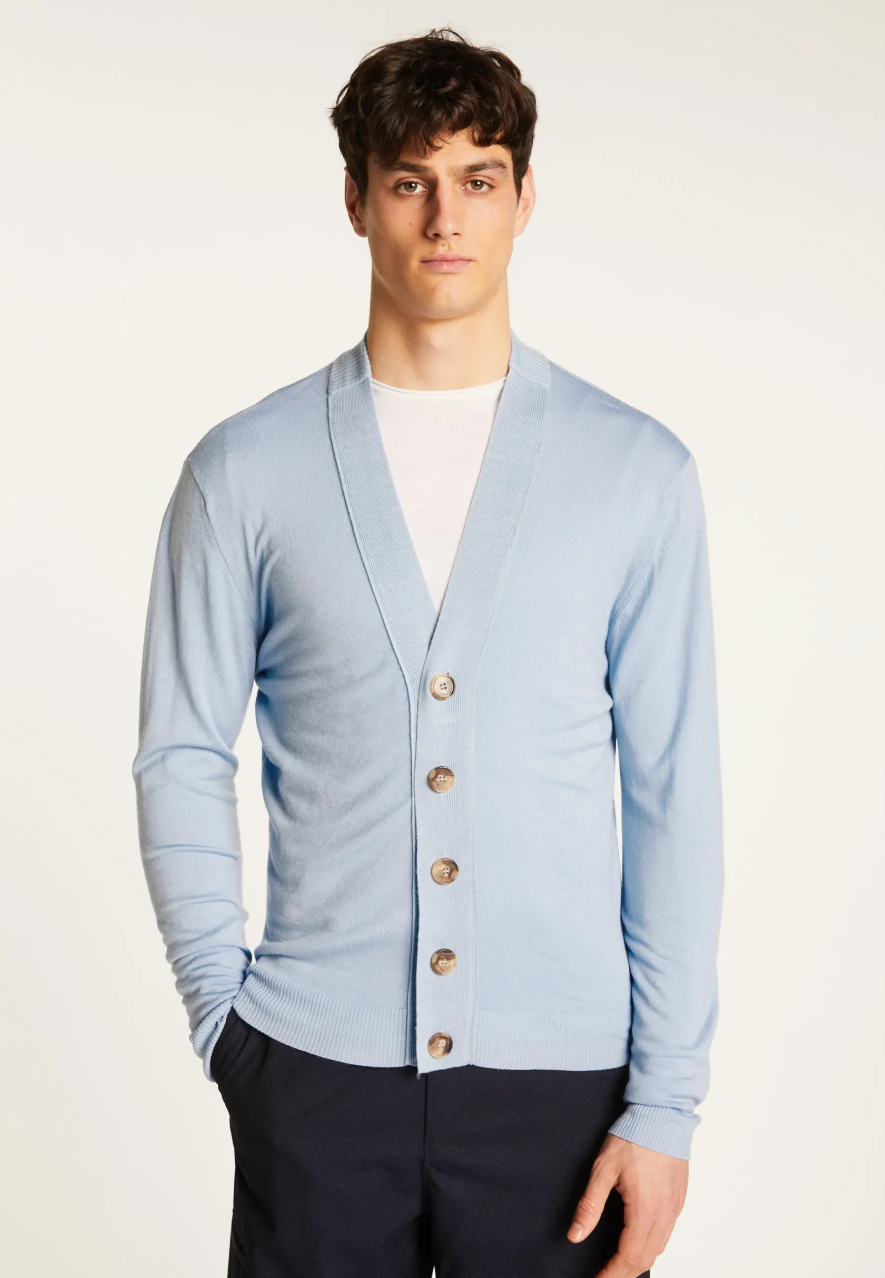 Montagut Vestes Et Cardigans-Cardigan en laine mérinos - Eugéne 77-Bleu ciel