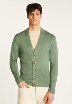 Montagut Vestes Et Cardigans-Cardigan en laine mérinos - Eugéne 83-Kaki