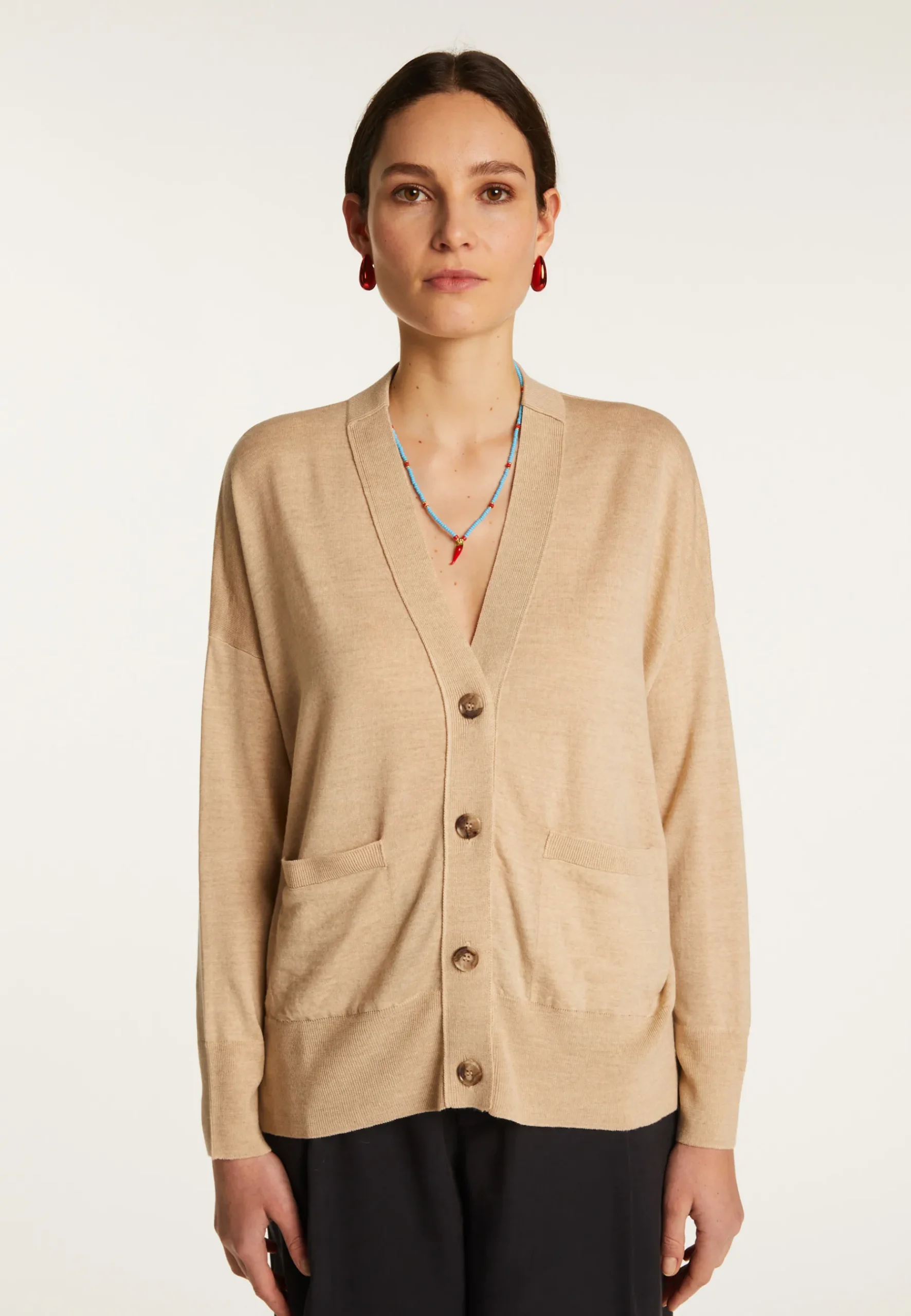 Montagut Vestes Et Cardigans-Cardigan en laine mérinos - Ariella 13-Beige moyen