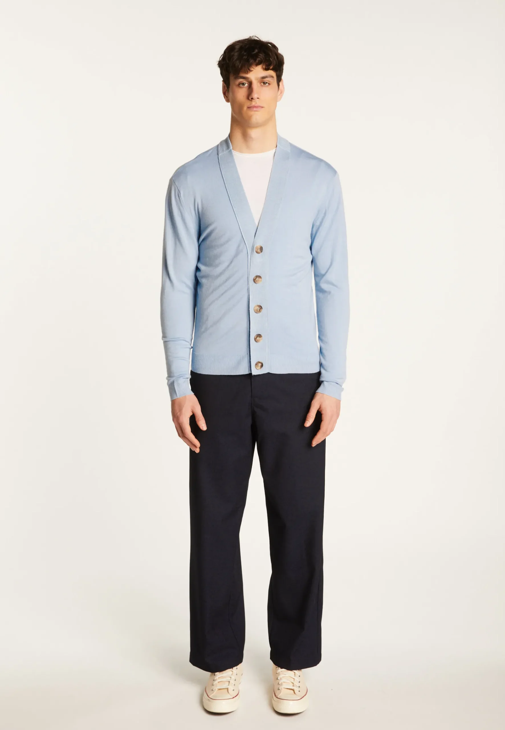 Montagut Vestes Et Cardigans-Cardigan en laine mérinos - Eugéne 77-Bleu ciel