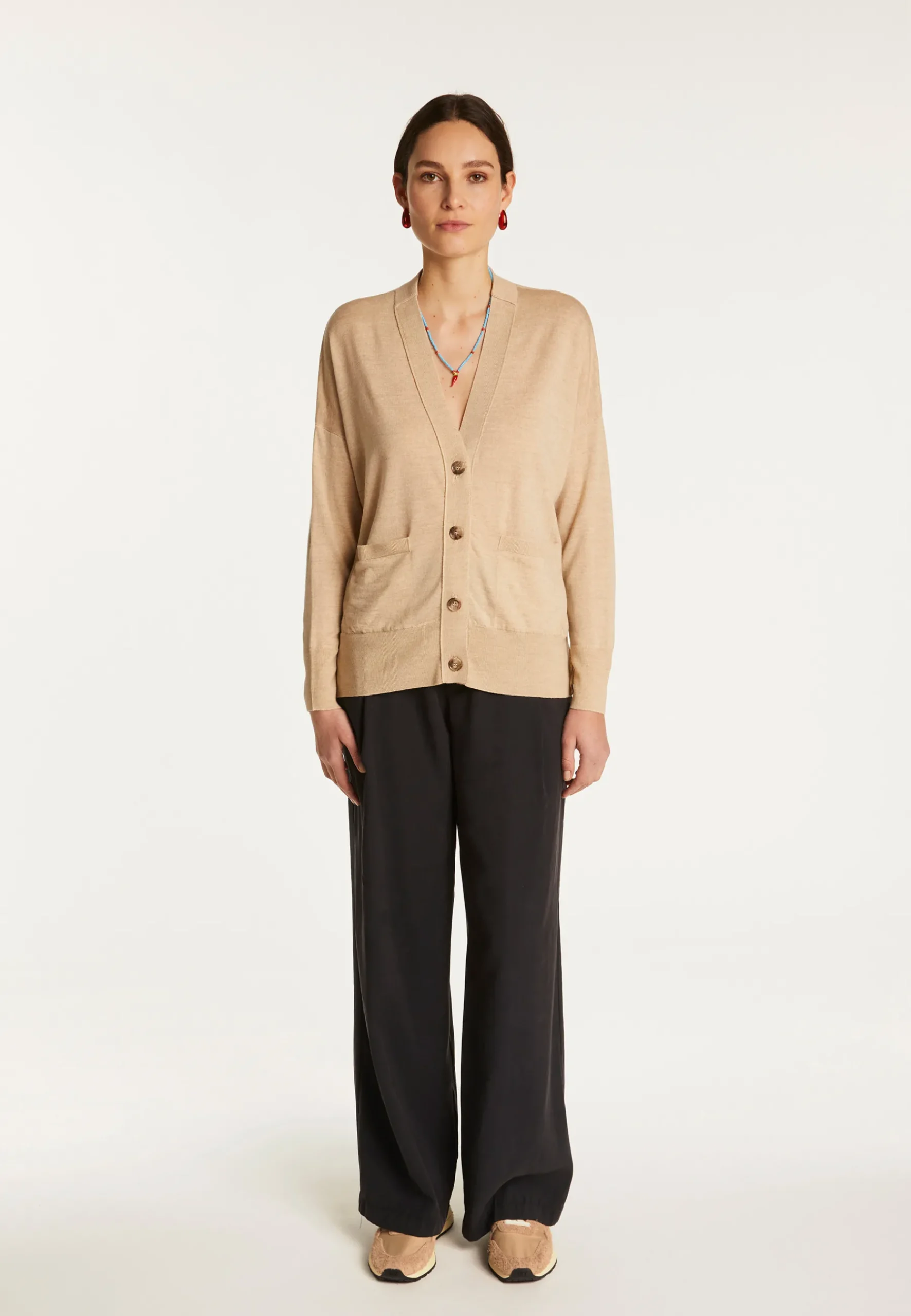 Montagut Vestes Et Cardigans-Cardigan en laine mérinos - Ariella 13-Beige moyen