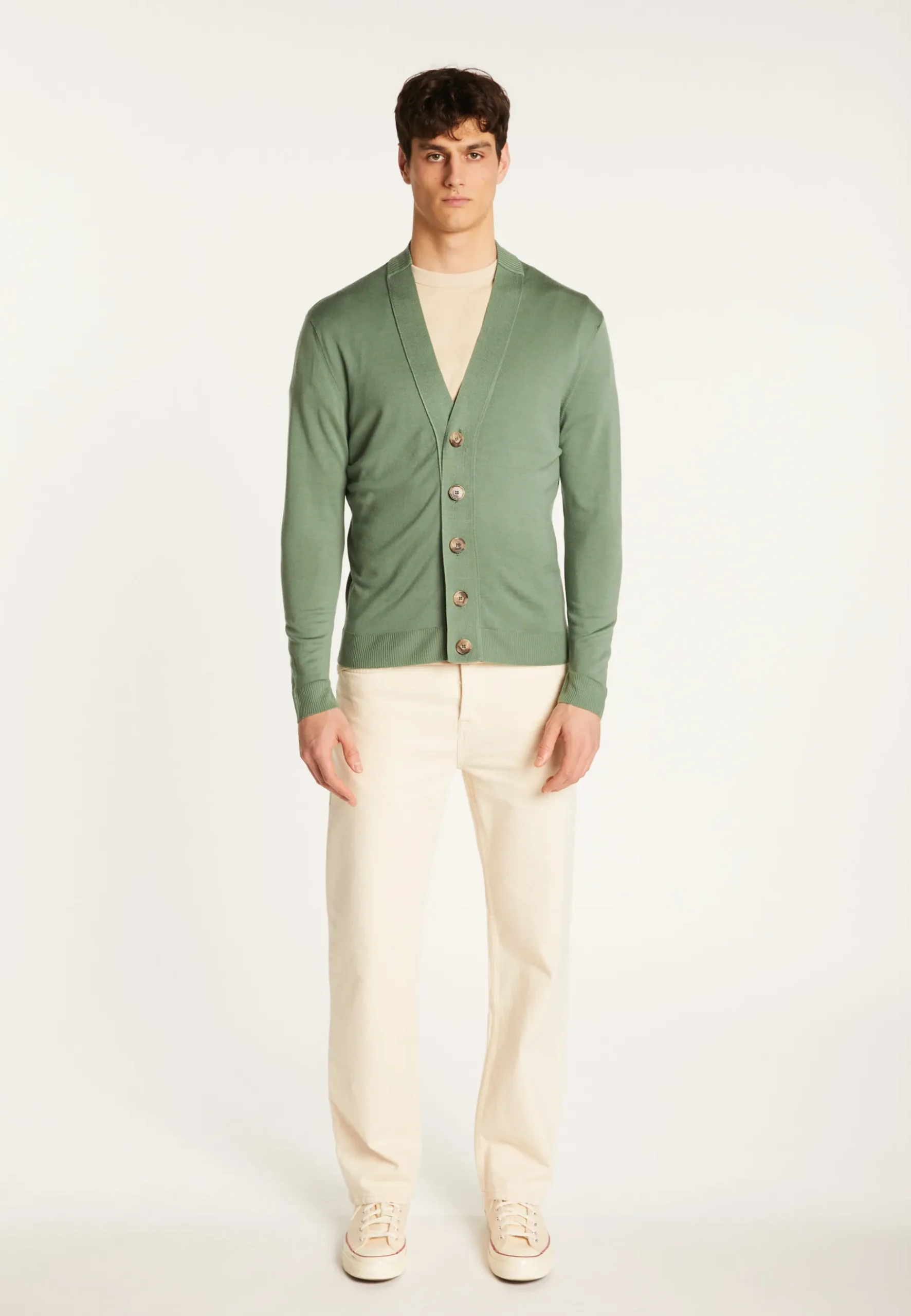Montagut Vestes Et Cardigans-Cardigan en laine mérinos - Eugéne 83-Kaki