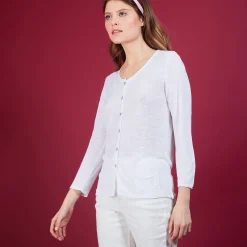 Montagut Vestes Et Cardigans-Cardigan en lin flammé - Bao 11-Gris clair