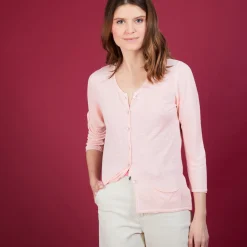 Montagut Vestes Et Cardigans-Cardigan en lin flammé - Bao 24-Rose clair