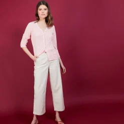 Montagut Vestes Et Cardigans-Cardigan en lin flammé - Bao 24-Rose clair