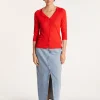 Montagut Vestes Et Cardigans-Cardigan femme en viscose crepe - Boubou 52-Rouge