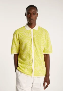 Montagut Chemises-Chemise à motifs en coton et lin - Ismael 90-Vert anis