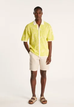 Montagut Chemises-Chemise à motifs en coton et lin - Ismael 90-Vert anis
