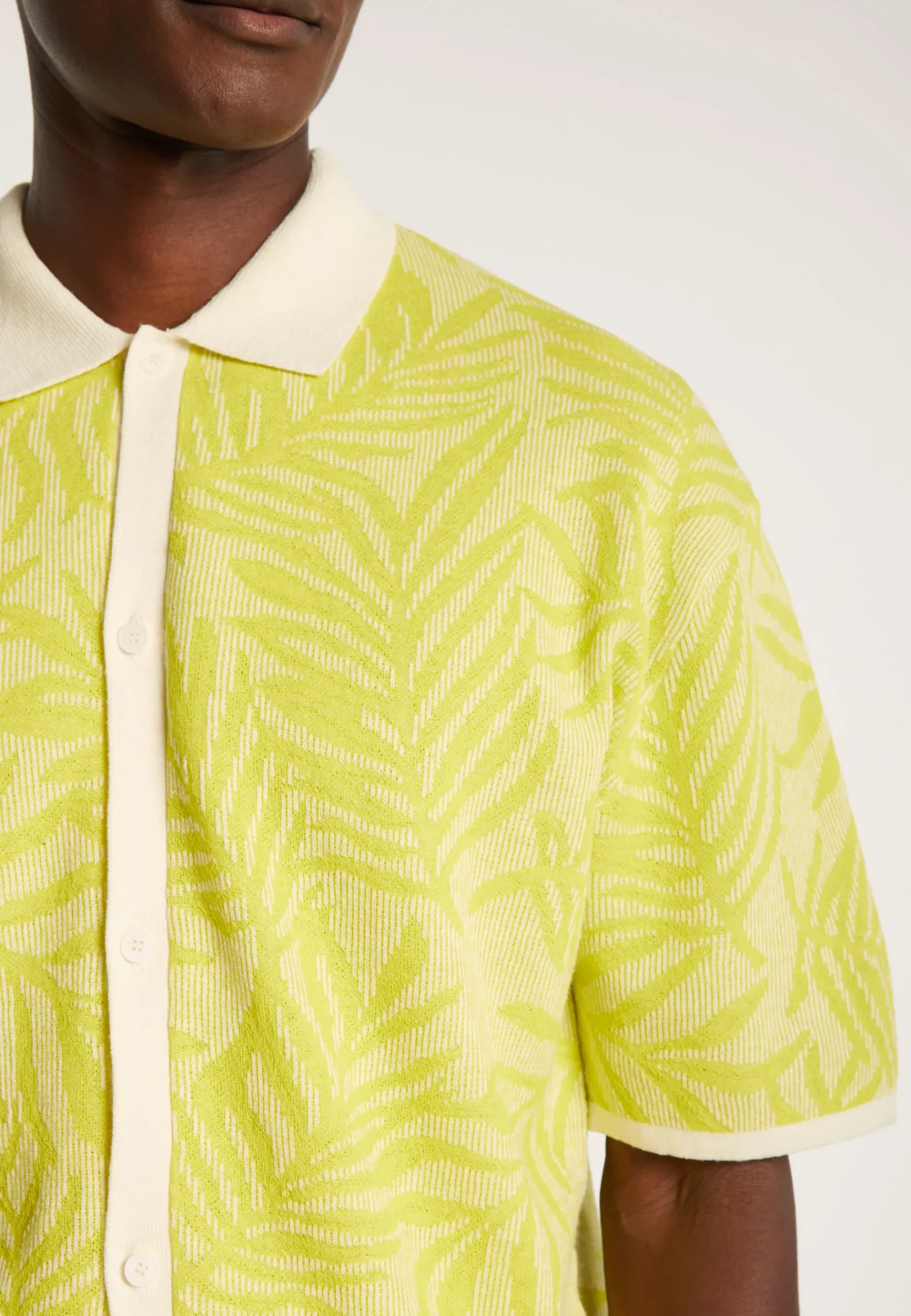 Montagut Chemises-Chemise à motifs en coton et lin - Ismael 90-Vert anis