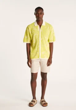Montagut Chemises-Chemise à motifs en coton et lin - Ismael 90-Vert anis