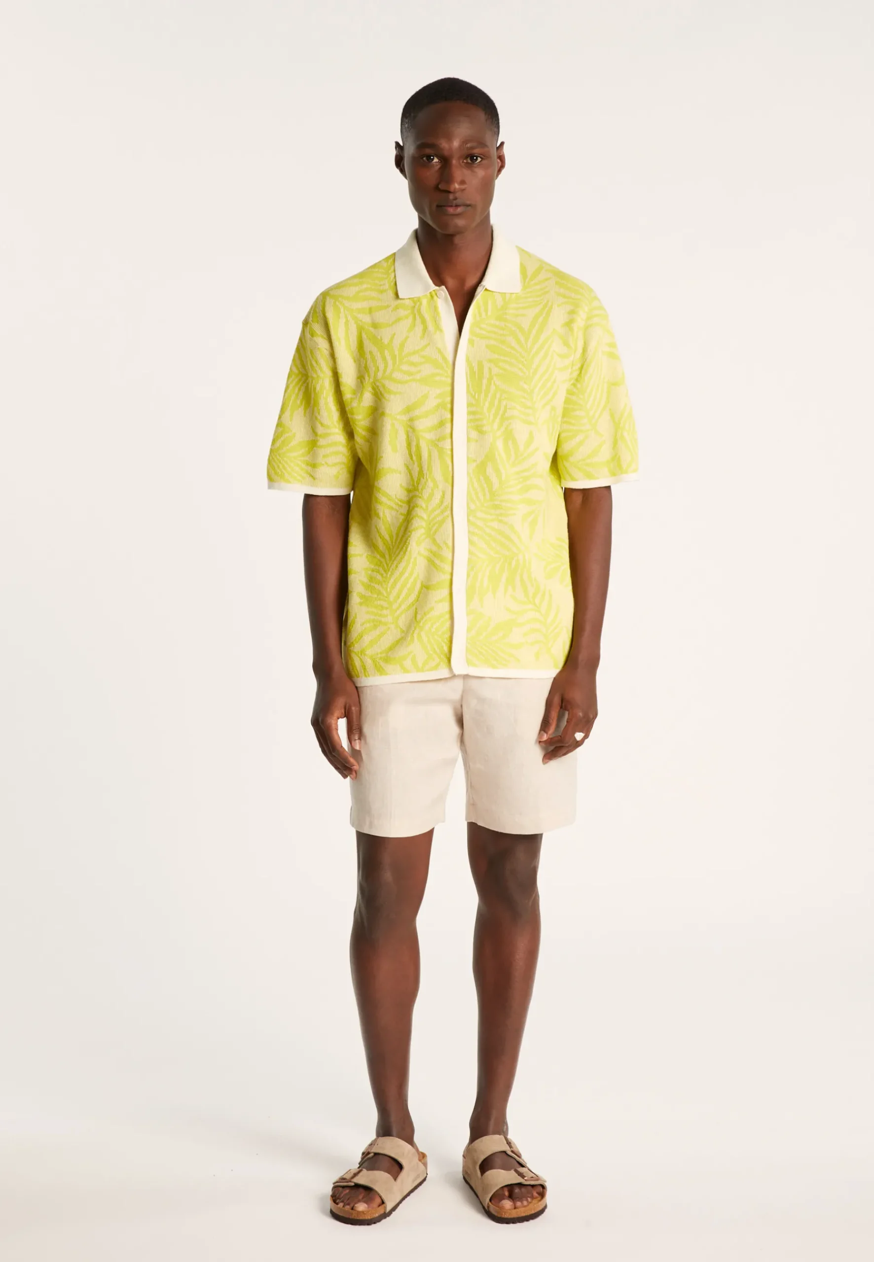 Montagut Chemises-Chemise à motifs en coton et lin - Ismael 90-Vert anis
