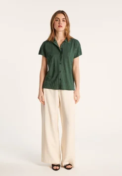 Montagut Chemisiers Et Polos-Chemise à motifs en Fil Lumière - Léontine 21-Vert foncé