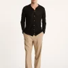 Montagut Chemises-Chemise boutonnée en lin flammé - Blason 01-Noir