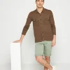 Montagut Chemises-Chemise boutonnée en lin flammé - Randy 83-Kaki