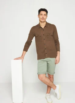 Montagut Chemises-Chemise boutonnée en lin flammé - Randy 83-Kaki