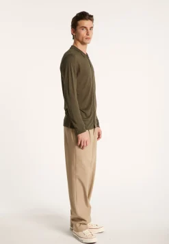 Montagut Chemises-Chemise boutonnée en lin flammé - Blason 83-Kaki
