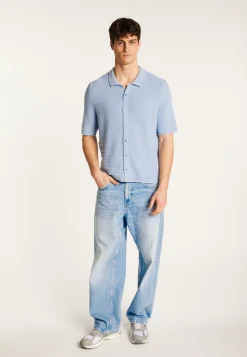Montagut Chemises | Polos Et T-Shirts-Chemise en coton - Marin 77-Bleu ciel